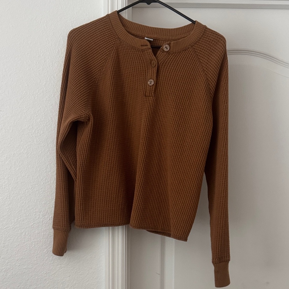 Old Navy Warm Brown Ribbed Long Sleeve Tee